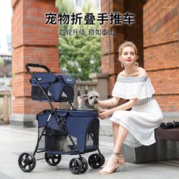 Dog Carrier Lightweight Foldable Double Layer Pet Cart With Large Space For Dogs