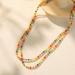 Pendant Necklaces Colorful Rice Bead Necklace For Women Personality Temperament Ladies Birthday Gift 2023 Fashion Jewelry Wholesale Direct