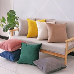 Travesseiro capa de veludo sólida doce cor simples tingida capa para sofá carro decoração de casa