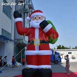 Giant Christmas Inflatable Santa Claus Holding Gift Bag with Blower Outdoor Decorations