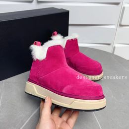 2023 Luxury Womens Hot Pink Snow Boots Fashion Brand Boots Lady Platform Ankle Boot Designer Winter Warm Shoes With Box