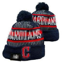 Men's Caps Hats All 32 Teams Knitted Cuffed Pom Idians Beanies Striped Sideline Wool Warm USA College Sport Knit Hat Hockey Cleveland Beanie Cap for Women's