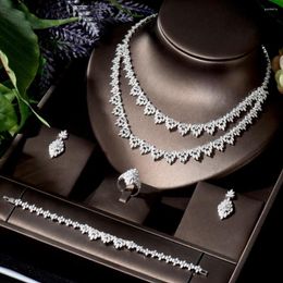 Necklace Earrings Set HIBRIDE High Quality Cubic Nigerian Jewelry For Women 4pcs Earring And Bridal Weeding Accessories Bijoux N-693
