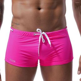 Underpants Low Waisted Boxer Shorts For Youth Swimming Trunks Swimsuit Lace Up Nylon Men's Convex Pouch Panties Elastic Breathable Lingerie