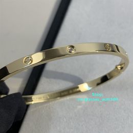 XIS diamonds Love bangle narrow version bracelet gold Au 750 18 K never fade 16-19 size with box official replica top quality luxu245x