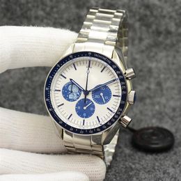 Eyes on the stars Watch Chronograph sports Battery Power limited Silver Dial Quartz Professional Dive Wristwatch Stainless Steel S297q