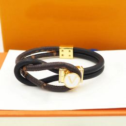 Luxury Luis Designer Jewellery Bracelet Monogram Leather Bracelets Fashion For Mens Womens Leather Elegant Bangle Engagement Party Gift