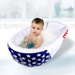 Bathing Tubs Seats born Baby Bath Seat Blue Cartoon Shape Foldable Portable Travel Inflatable Babies Bath Bathtubs To Give Bath Products 230923