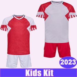 2023 DELANEY HOJBJERG Kids Kit Soccer Jerseys National Team BRAITHWAITE BILLING Home Red Away White Child Suit Football Shirts