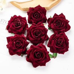 Decorative Flowers 5pcs 10cm Artificial Premium Silk Rose Bridal Hair Accessories Hat Floral Headdress Festive Scene Decoration Home