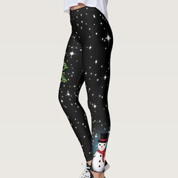 Sportswear Workout Jegging Women Sport Tights Yoga Leggings Christmas Snowman Fitness Digital Printed Leggins Gym Pant