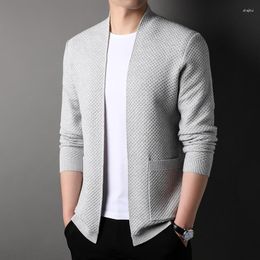 Men's Sweaters Top Grade 3.1% Wool Fashion Knit Open Cardigan Men Graphic Sweater Casual Japanese Coats Jacket Mens Clothing