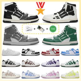 Designer Skel Top Low Men Women Running Shoes Bones High Leather Sneakers Luxury Skeleton Blue Red White Black Green Grey Pink Yellow couple casual Mens Womens shoes