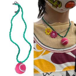 Chains Trendy Tennis Pendant Necklace Beaded Chain Balls Neck Jewelry PVC Material Beads Choker For Daily Party X3UD