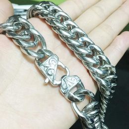 Chains Classic 16mm Wide Men Cuban Curb Link High Polished Silver Color 316L Stainless Steel Boys Bracelet Or Necklace Jewelry