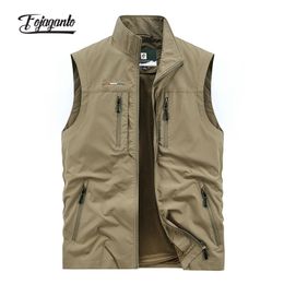 Men's Vests FOJAGANTO Leisure Vest Solid Colour Tooling Style Waistcoat Thin Fishing Hiking MultiPocket Casual Loose for Men 230923