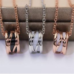 Fashion designer Jewellery roman numeral ceramic pendant necklaces rose gold stainless steel mens womens necklace love with gift bag266Y