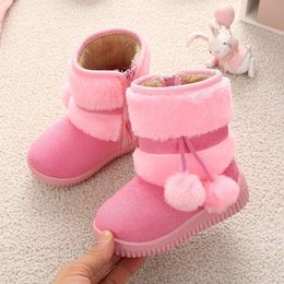 Boots Children's Padded Thickened Snow Boots Winter Girls Hairball Warm Non-slip Boots Kids Cute Fashion Casual Boots 230923