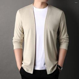 Men's Sweaters Slim Fit Men Sweater Solid Colour Coat Stylish Knitted Cardigan For Spring Autumn Casual Male Clothing