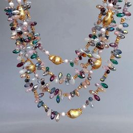 Chokers Y.YING 4 Strands Multi Colour Crystal Brushed Bead White Pearl Statement Necklace Jewellery For Women Girls 230923