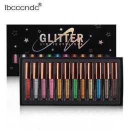 Eye Shadow/Liner Combination 12Pcs/Lot Glitter Liquid Eyeliner Sequin Shimmer Metallic Pearlescent Eye Liner Eyeshadow Makeup Cosmetic Waterproof 230923