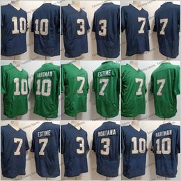 Irish 10 Sam Hartman Audric Estime College Throwback Jerseys Kelly Green Classic Navy Mesh Jersey Mens