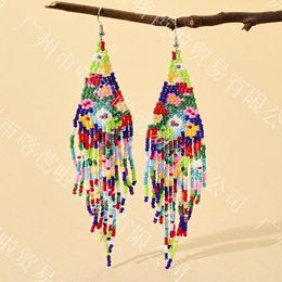 Dangle Earrings Rice Bead Hand Weaving Simplicity Soft Ceramics Flower Beaded Circle Retro Bohemia Geometry Alloy Ma'am Tas