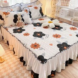 Bed Skirt PEIDUO Plush Thicken Quilted Linens Cover With Elastic Band Sheet Crystal Velvet Mattress (Need Order Pillowcases)