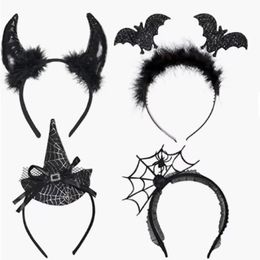 Other Event Party Supplies Halloween Devil Hair Band Decoration Spider Web Witch Dance Headband P o Props Ghost Festival Bat Head Hoop 230923