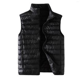 Men's Vests Men Winter Coat Stand Collar Solid Colour Vest Jackets Parka Plus Velvet Warm Sleeveless Waistcoat Thick