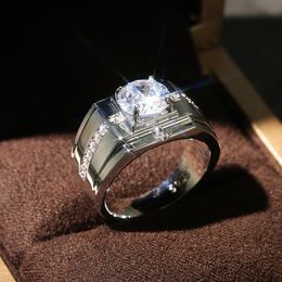 Men Rings for Wedding Engagement Shiny Cubic Zirconia Simple Elegant Design Male Marriage Rings Classic Jewelry203S