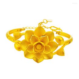 Charm Bracelets 2023 Fashioncopper Lotus Flower Bracelet Top Quality For Women Female Birthdaycopper Jewellery Wedding Gifts