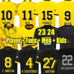 23 24 Maglie REUS Dortmunds 2023 2024 Borussia Soccer HALLER Maglia da calcio BELLINGHAM NEONGELB HUMMELS BRANDT Uomo Bambini Kit speciale All Black Maillot De Foot