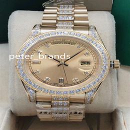 NEW arrive Automatic men watch 41mm gold case stones bezel and diamonds in middle of bracelet Multi-Color dial wrist watches 2532
