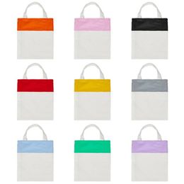 Reusable Sublimation Blanks Halloween Candy Bags Canvas Tote Bag Cosmetic Makeup Grocery Shopping Bag Storage Pouch DIY Heat Transfer Handbag With Handles