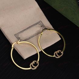 Gold Earrings, Zircon double Alphabet Hoop & Huggie designer earrings, Fashion ladies, Wedding, Valentine's Day, Gifts