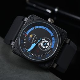 2023 Men Automatic Mechanical Wristwatches Bell Brown Leather watch Black Ross Rubber watches Wristwatch Men Luxury Fashion Watch Wristwatches High quality B-R02