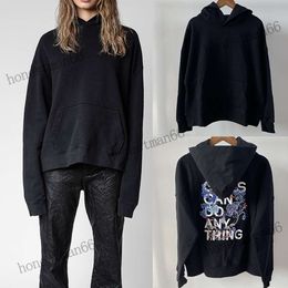 23AW Zadig Voltaire Women Designer Cotton Top New ZV Fashion Sweatshirt Pullover Jumper Letters Printed on the Back Floral Embroidery and Fleece Classic Hoodies