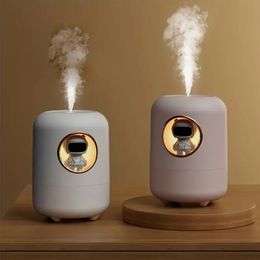 10.14oz Mini Warm Light Atmosphere Spray Mist Humidifier Space Man Humidifier Double Wet Aroma Essential Oil Diffuser Portable Usb Air H2o Humidifier