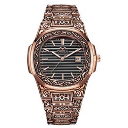cwp 2021 ONOLA designer quartz watch unique gift wristwatch waterproof fashion casual Vintage golden classic luxury men230S