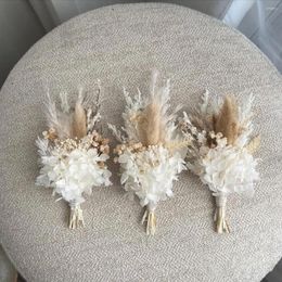 Decorative Flowers 3Pcs Dried Pampas Grass Tail Mini Bouquets Natural Real Bohe Wedding Decor Card Gift Box Filling Decoration