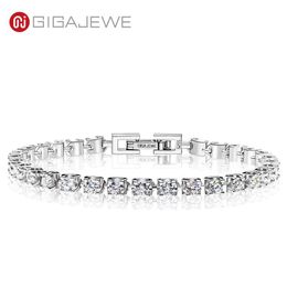 GIGAJEWE 3 0mmX30Pcs D Color Round Cut Link Chain White Gold Plated 925 Silver Moissanite Tennis Bracelet Woman Girlfriend Gift GM204F