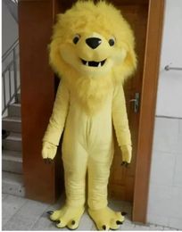 Hallowee Yellow Lion People Mascot Costume Cartoon Anime theme character Carnival Adult Unisex Dress Christmas Fancy Performance Party Dress