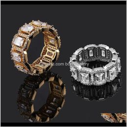 With Side Stones Jewelryluxury Designer Jewellery Men Rings Bling Diamond Wedding Bands Hip Hop Jewlery Iced Out Love Ring Gold Sier287N