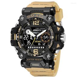 Wristwatches Watch For Men 5bar Waterproof Sports Military Man Digital Dual Display Quartz Led Reloj Hombre