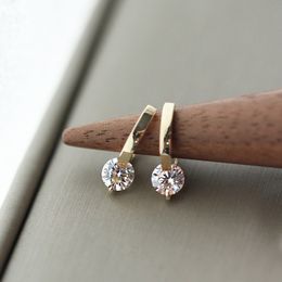 Stud 925 Silver Needle Simple Shiny Zircon Earrings Gold Plating Jewelry Crystal Stud Earrings Women 230923