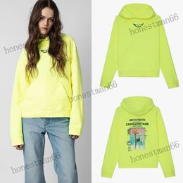 23AW Zadig Voltaire Designer Sweatshirt New Fashion Hoodies Small Wings Coconut Tree Pullover Jumper White Ink Digital Print Inner Fleece Sweater Cotton Top