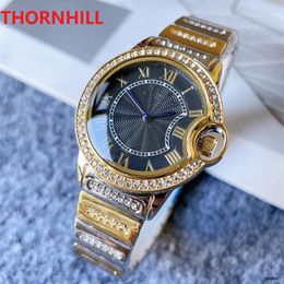 Women Quartz Movement All Diamonds Iced Out Wristwatch 35mm High Quality Dress Wristwatches Lady Clock Time Table Montre De Luxe261S