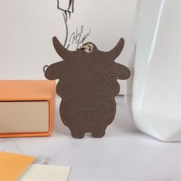 Fashion PU Leather OX Cattle Cow Designer Keychain Key Ring for Men Car Keyring Holder Women Bull Pendant Christmas Year Gift with274t