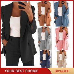 Women's Suits Stylish Lapel Slim Cardigan Blazer Elegant Sport Fitted Jacket Suit Business Oversized Sportswear Office Ladies S